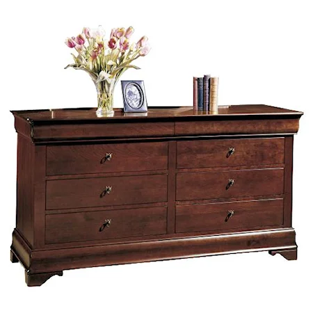 Wide Double Dresser in Traditional Louis Phillipe Furniture Style